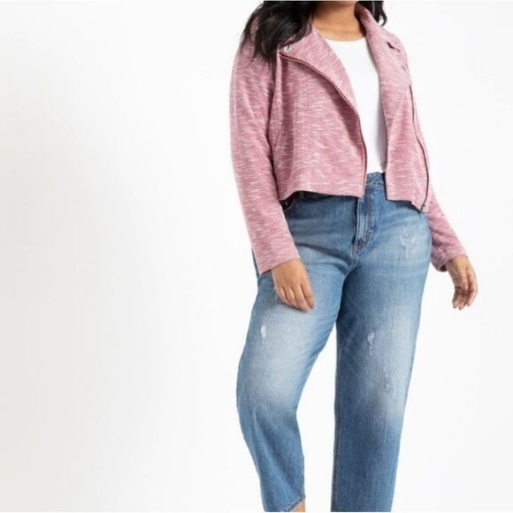 Eloquii Soft Knit Moto Jacket Size 14/16 In Red - Picture 1 of 10